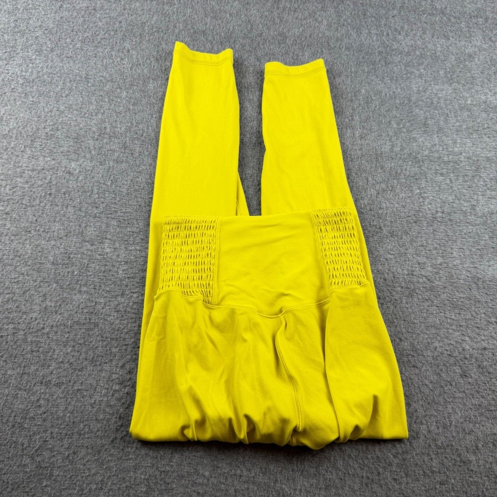 OFFLINE by Aerie Leggings Women's Small Yellow Real Me High Waist Smocked 7/8
